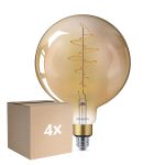 Mehrfachpackung 4x Philips Classic LED Globe E27 200mm Fadenlampe Gold 7W 470lm - 818 Extra Warmweiß | Dimmbar - Ersatz Für 40W