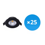 Lot 25x LED Inclinable Spot Noir Ronde 6W 550lm 60D - 927 Blanc Très Chaud | 85mm - IP54 - Dimmable - Meilleur Rendu De Couleur